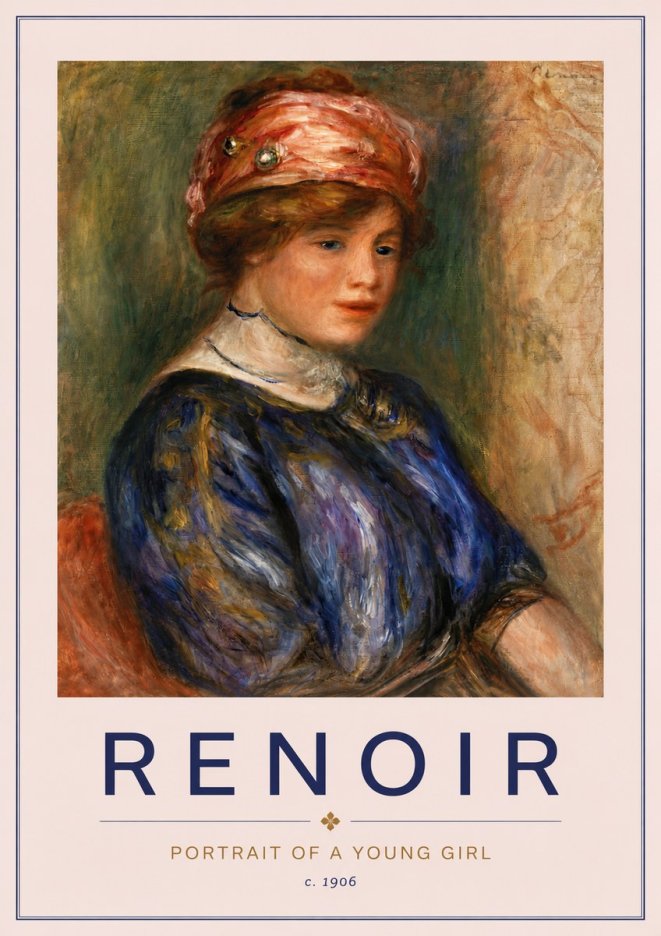 Renoir Portrait of a Young Girl II No6 - Plakat