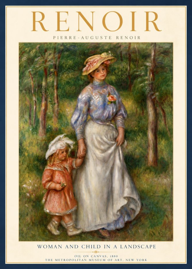 Renoir Woman and Child in a Landscape No5 - Plakat