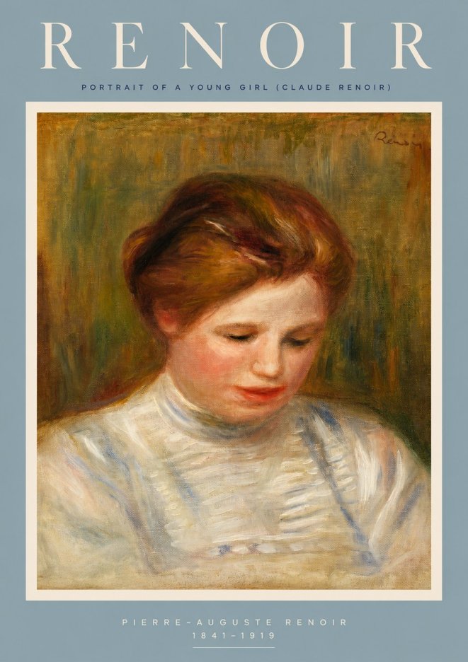 Renoir Portrait of a Young Girl (Claude Renoir) No2 - Plakat