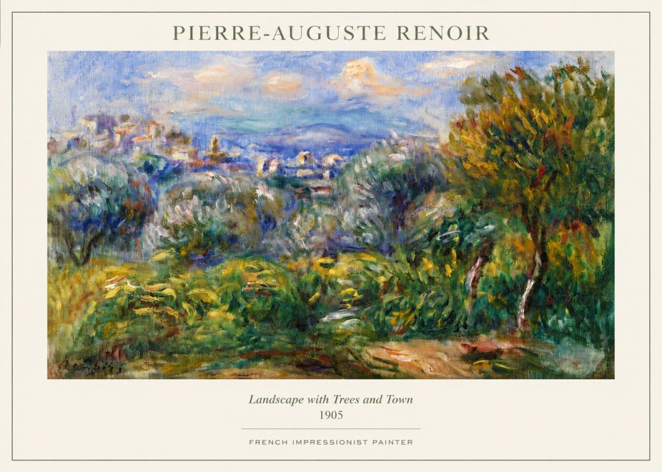 Renoir Landscape with Trees and Town No3 - Plakat