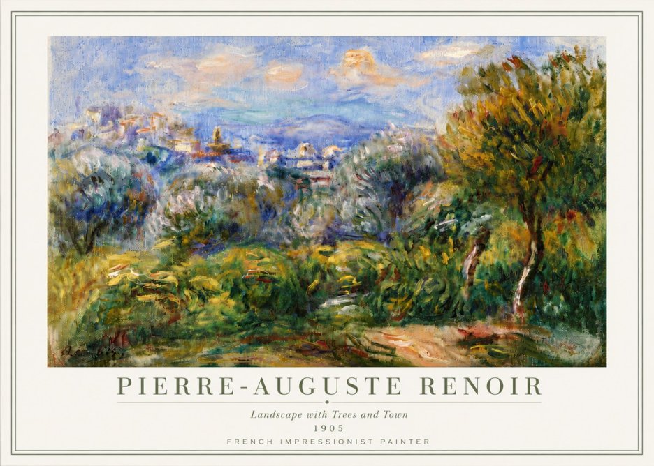 Renoir Landscape with Trees and Town No6 - Plakat