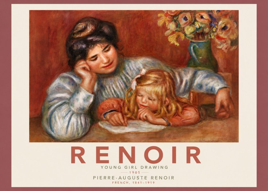 Renoir Young Girl Drawing No4 - Plakat