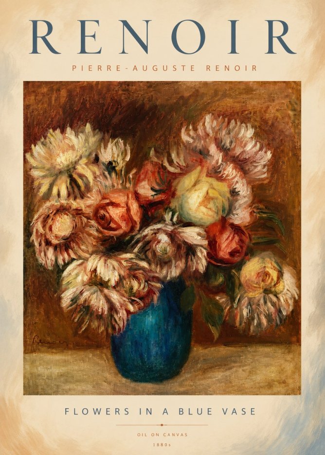 Renoir Flowers in a Blue Vase No3 - Plakat