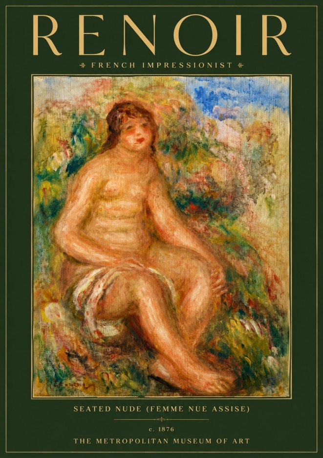 Renoir Seated Nude (Femme Nue Assise) No6 - Plakat