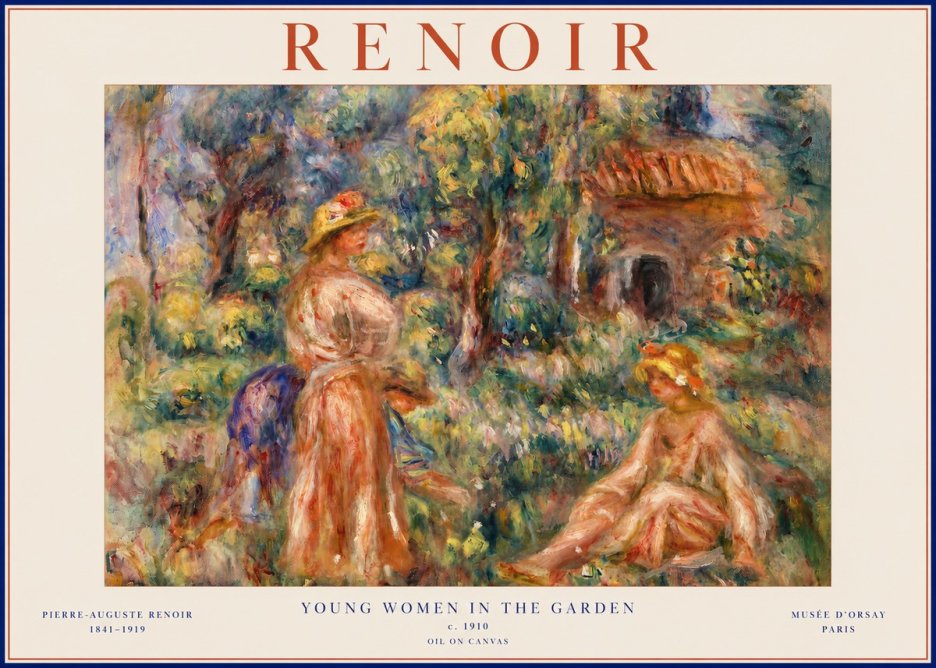 Renoir Young Women in the Garden I No2 - Plakat