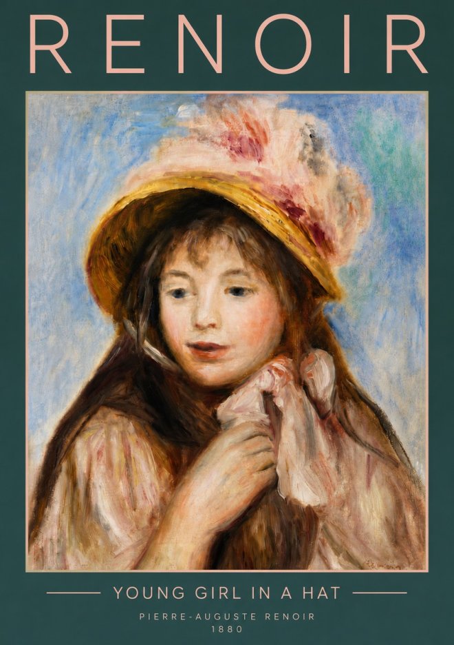 Renoir Young Girl in a Hat No5 - Plakat