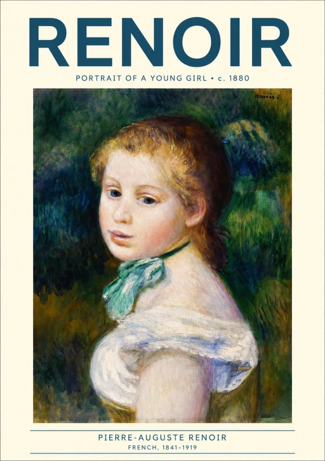 Renoir Young Girl with a Green Ribbon No3 - Plakat