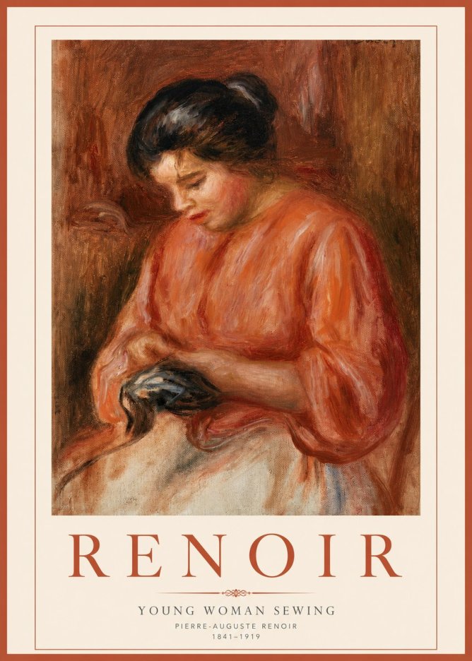 Renoir Young Woman Sewing I No2 - Plakat