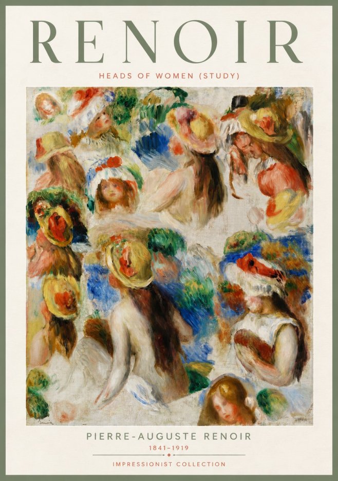 Renoir Heads of Women (Study) No4 - Plakat