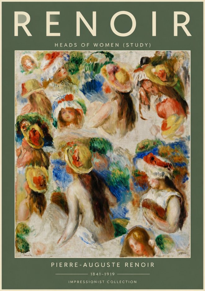 Renoir Heads of Women (Study) No5 - Plakat