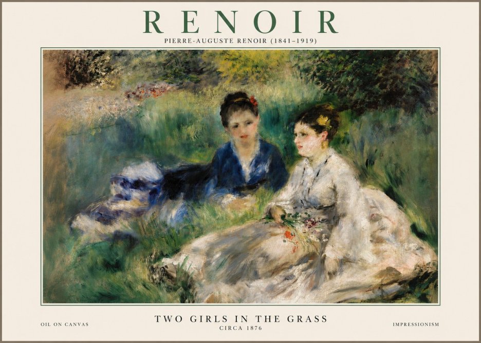 Renoir Two Girls in the Grass No2 - Plakat