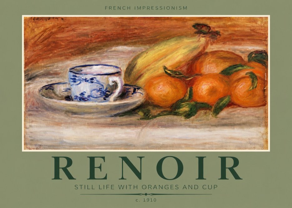 Renoir Still Life with Oranges and Cup No4 - Plakat