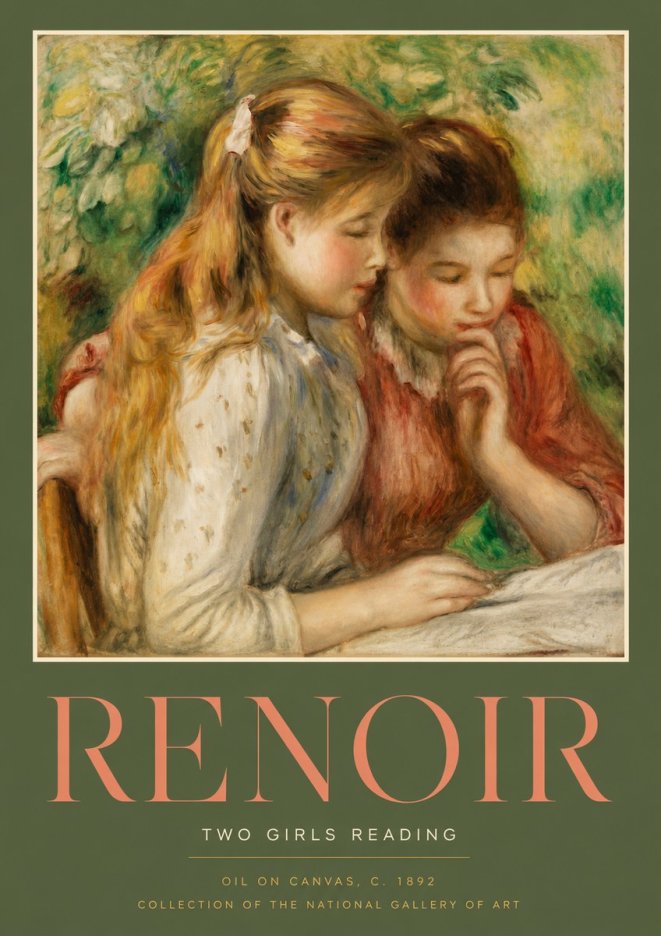 Renoir Two Girls Reading No2 - Plakat