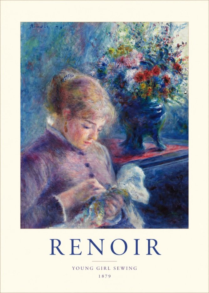 Renoir Young Girl Sewing No1 - Plakat