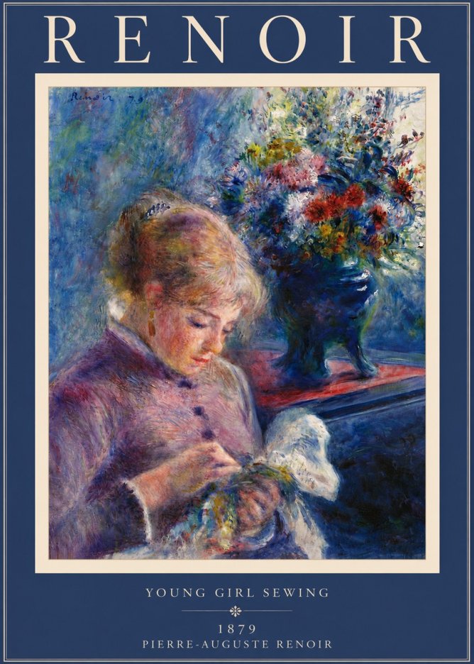 Renoir Young Girl Sewing No6 - Plakat
