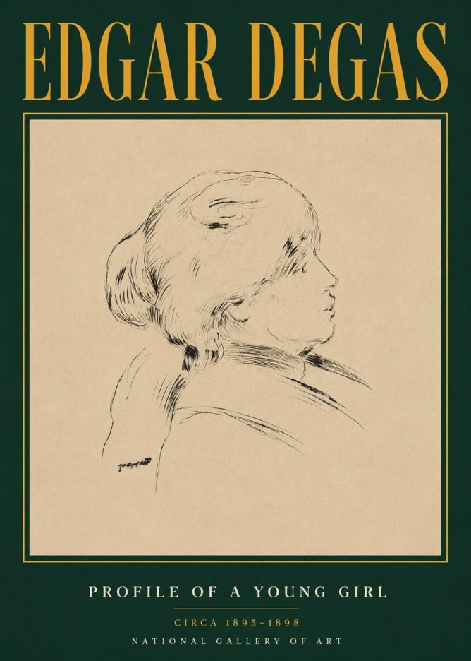 Edgar Degas Profile of a Young Girl No4 - Plakat