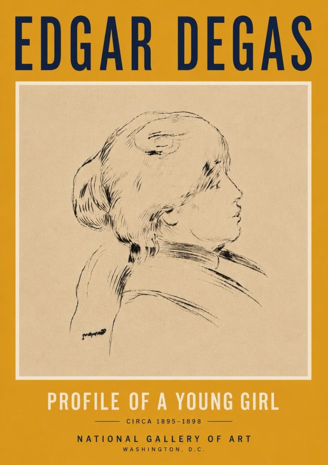 Edgar Degas Profile of a Young Girl No6 - Plakat