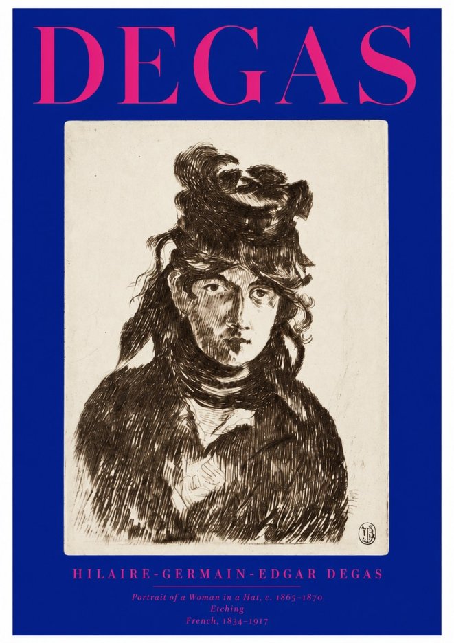 Edgar Degas Portrait of a Woman in a Hat No2 - Plakat
