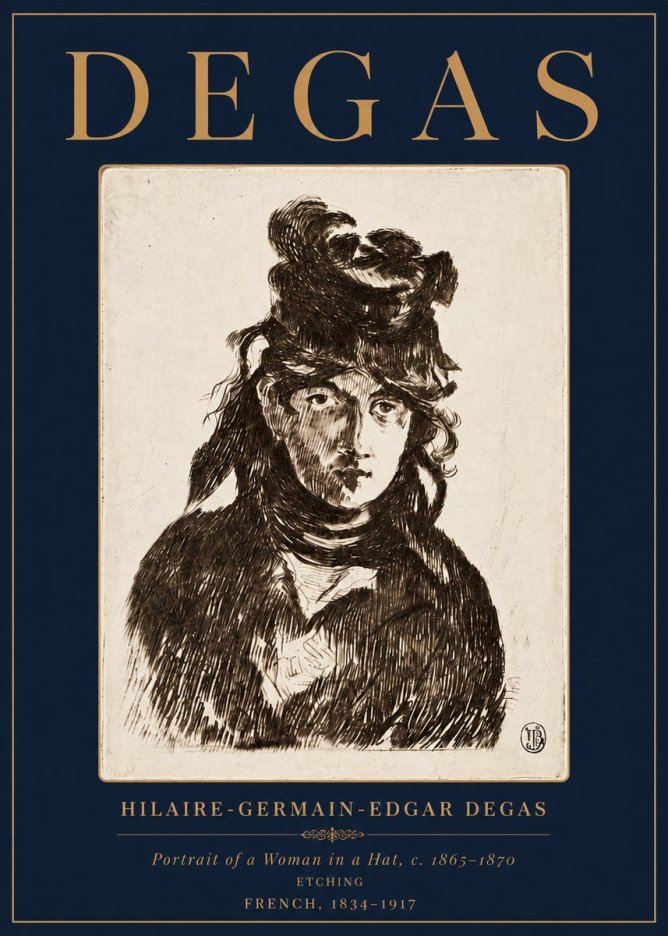 Edgar Degas Portrait of a Woman in a Hat No6 - Plakat
