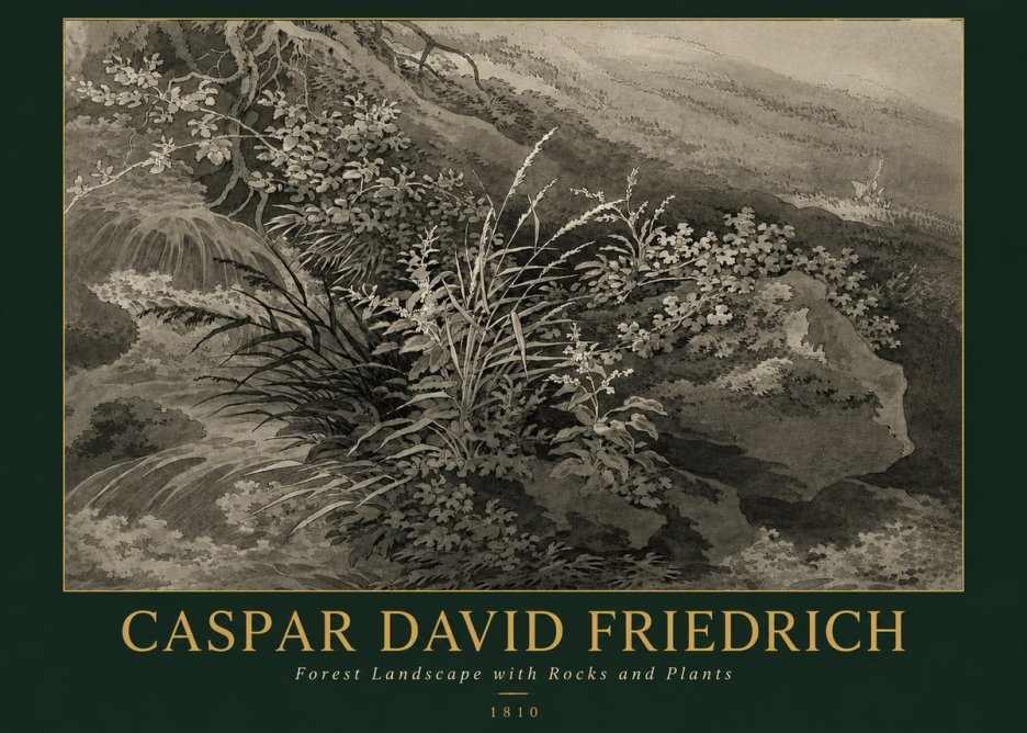 Caspar David Friedrich Forest Landscape with Rocks and Plants No3 - Plakat
