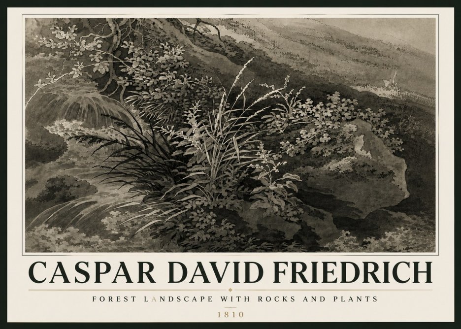 Caspar David Friedrich Forest Landscape with Rocks and Plants No6 - Plakat