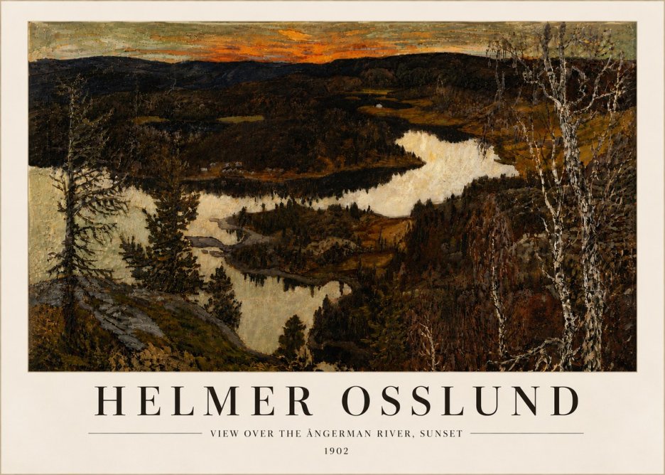 Helmer Osslund View over the Angerman River, Sunset No6 - Plakat