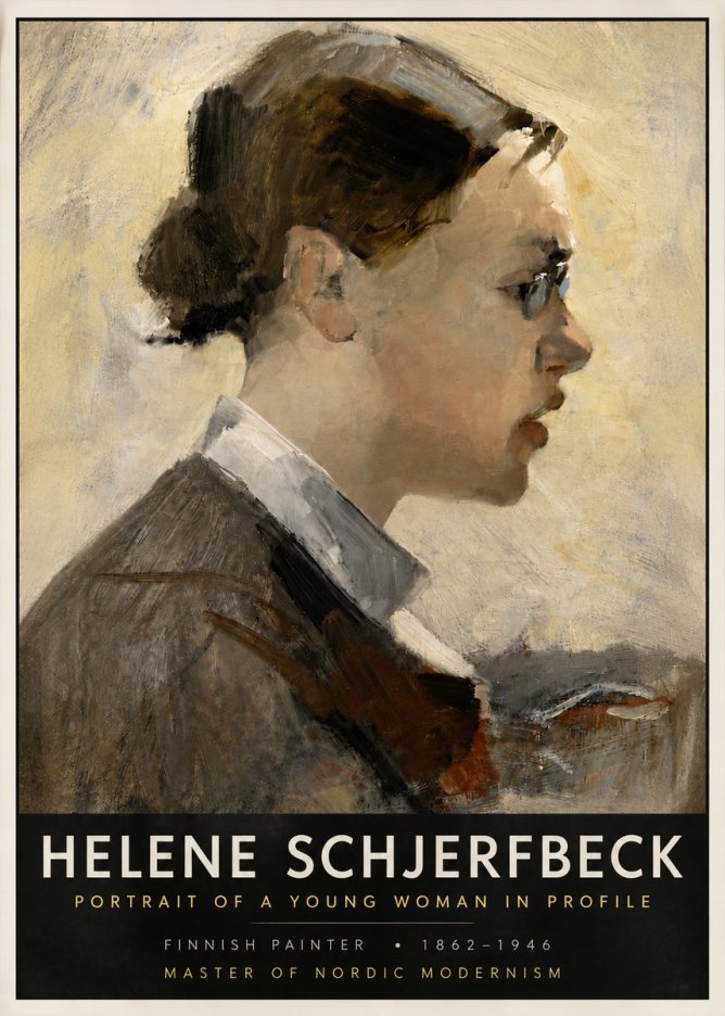 Helene Schjerfbeck Portrait of a Young Woman in Profile No6 - Plakat