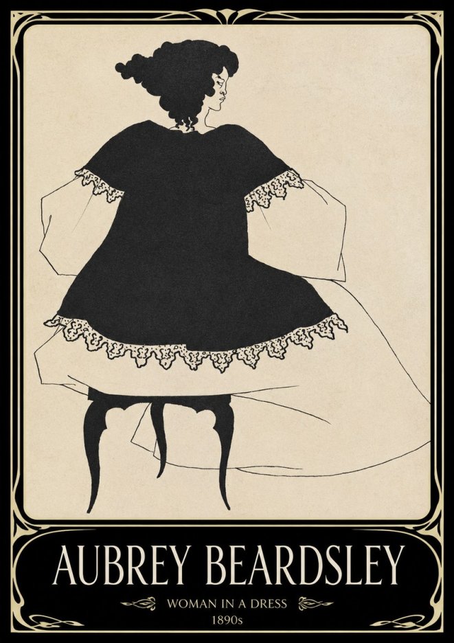 Aubrey Beardsley Woman in a Dress No1 - Plakat