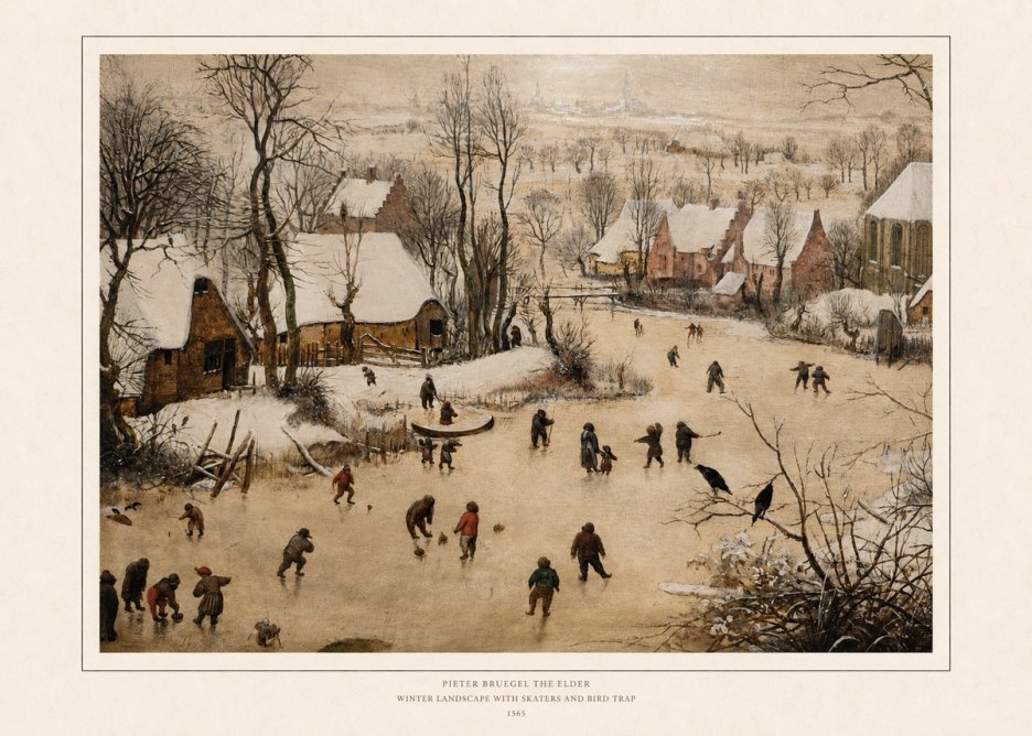 Pieter Bruegel Winter Landscape with Skaters and Bird Trap No6 - Plakat