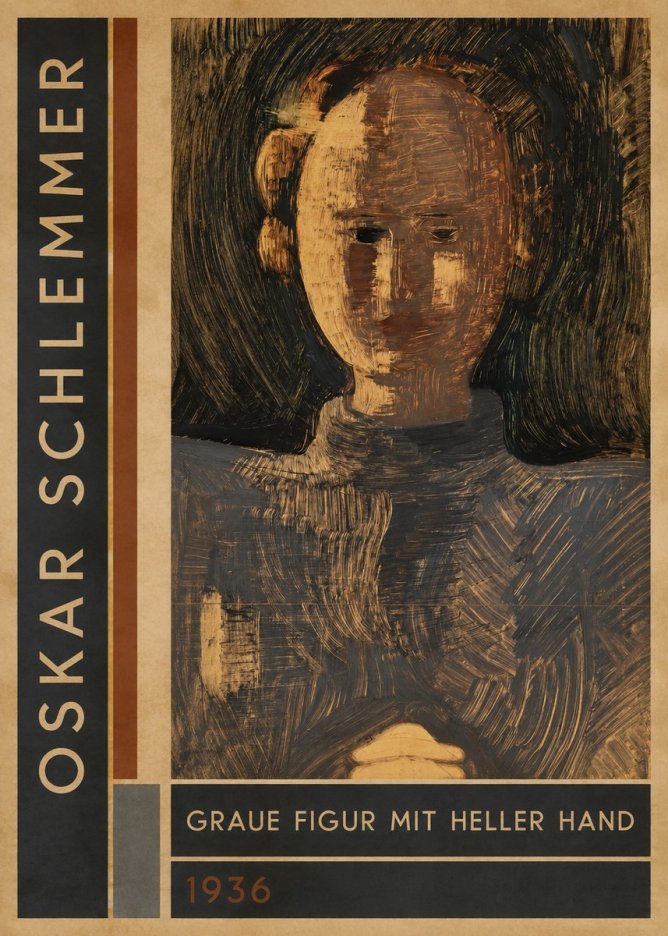 Oskar Schlemmer Graue Figur Mit Heller Hand No2 - Plakat