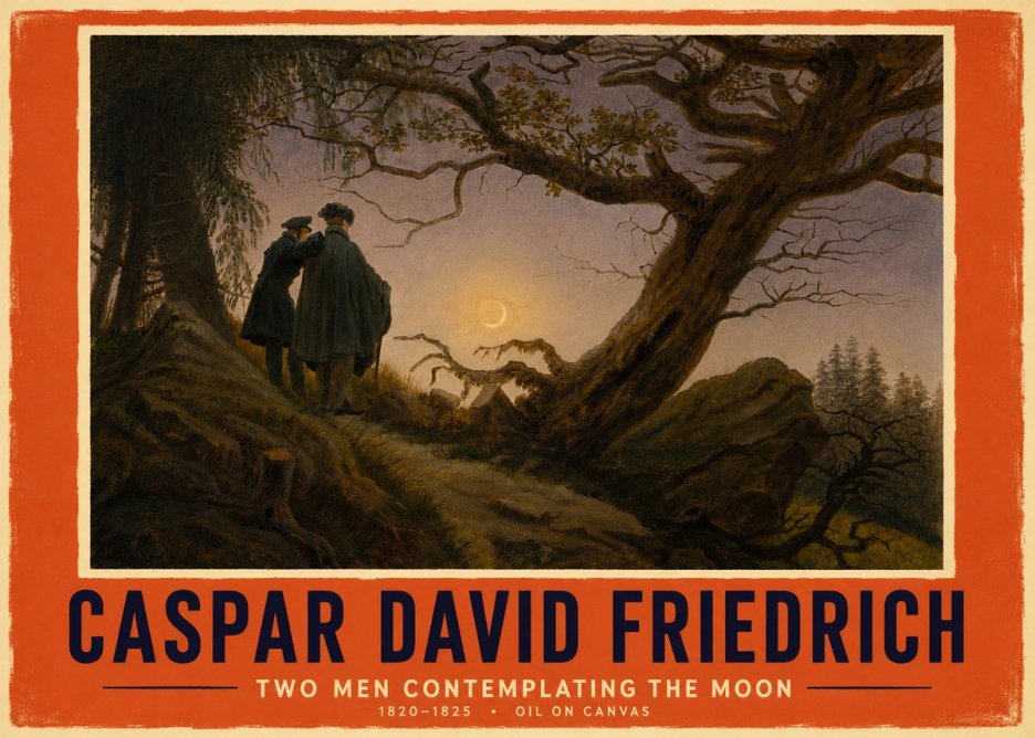 Caspar David Friedrich Two Men Contemplating the Moon II No4 - Plakat