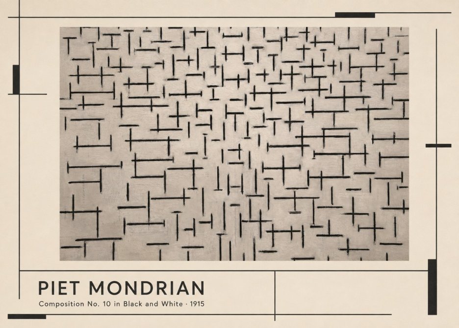 Piet Mondrian Composition No. 10 in Black and White No1 - Plakat