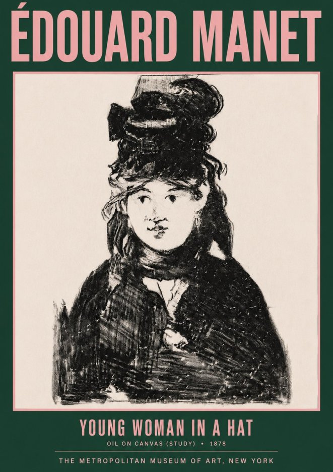 Édouard Manet Young Woman in a Hat IV No3 - Plakat