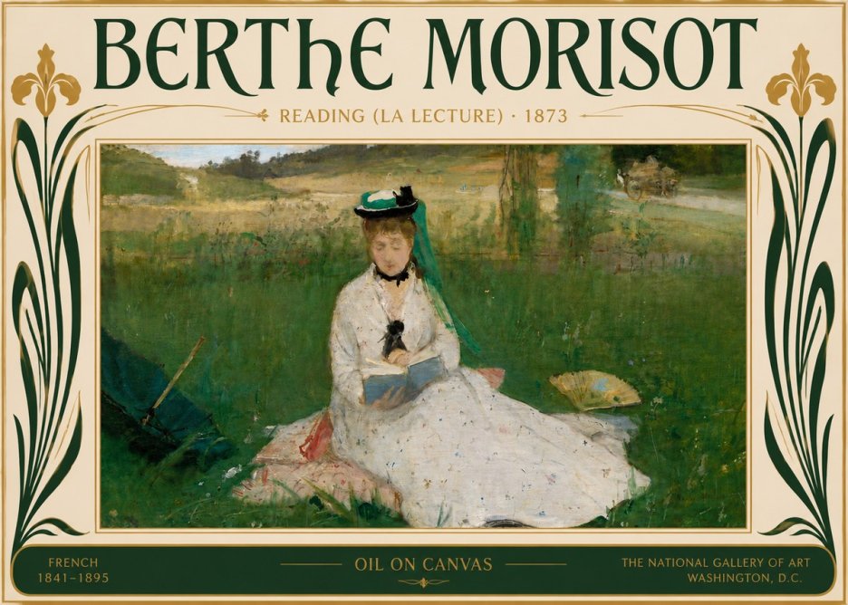 Berthe Morisot Reading (La Lecture) No5 - Plakat