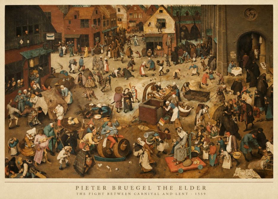 Pieter Bruegel The Fight Between Carnival and Lent III No5 - Plakat