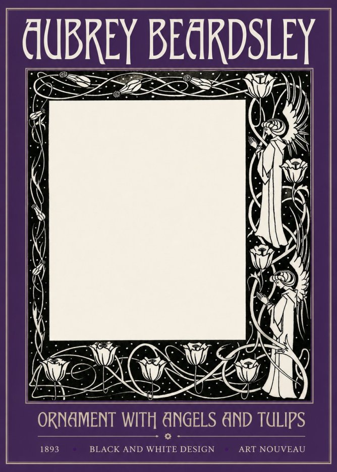 Aubrey Beardsley Ornament with Angels and Tulips No2 - Plakat