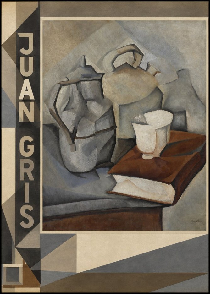 Juan Gris Still Life with Book and Vessels No2 - Plakat