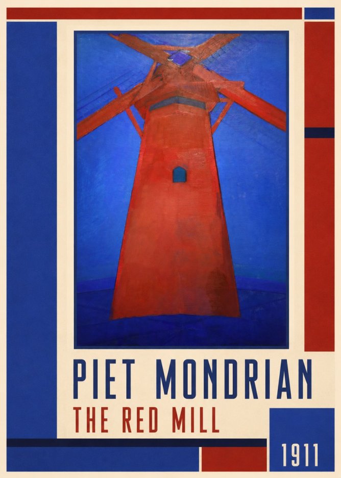 Piet Mondrian The Red Mill No1 - Plakat