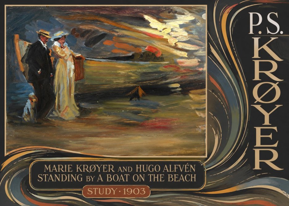 P.S. Krøyer Marie Krøyer and Hugo Alfvén Standing by a Boat on the Beach - Study · 1903 No6 - Plakat