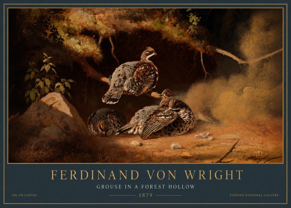 Ferdinand von Wright Grouse in a Forest Hollow No5 - Plakat