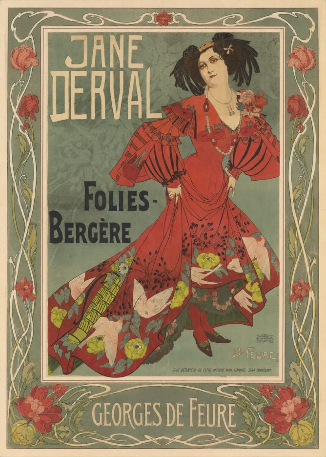 Georges de Feure Jane Derval - Folies-bergère II No1 - Plakat