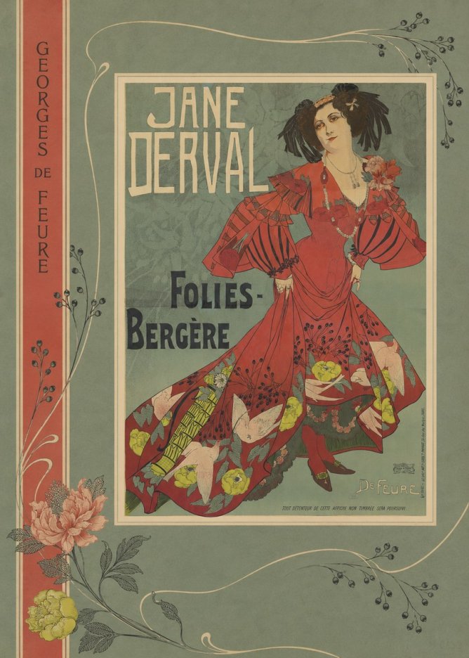 Georges de Feure Jane Derval - Folies-bergère II No2 - Plakat