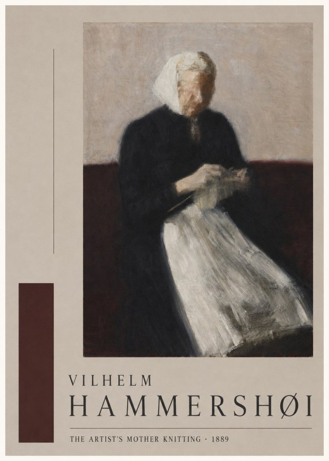 Vilhelm Hammershøi The Artist's Mother Knitting No5 - Plakat