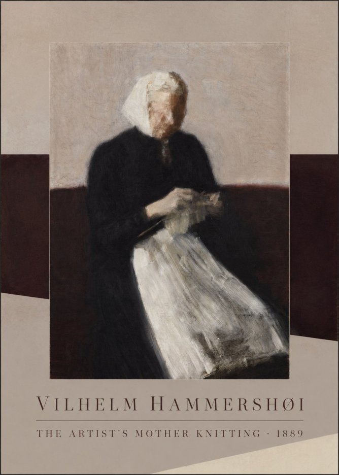 Vilhelm Hammershøi The Artist's Mother Knitting No6 - Plakat