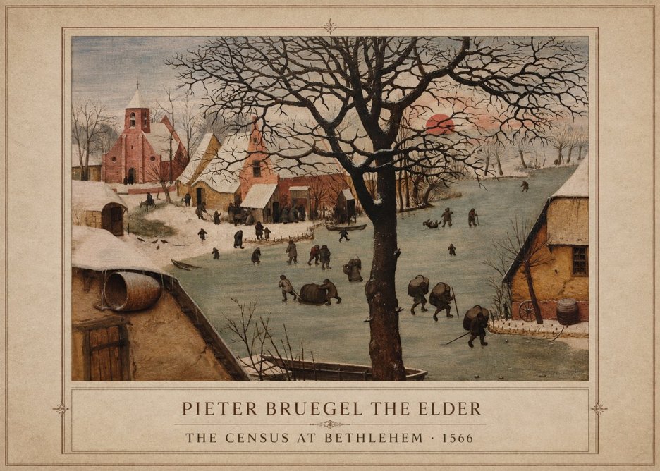 Pieter Bruegel The Census at Bethlehem V No1 - Plakat