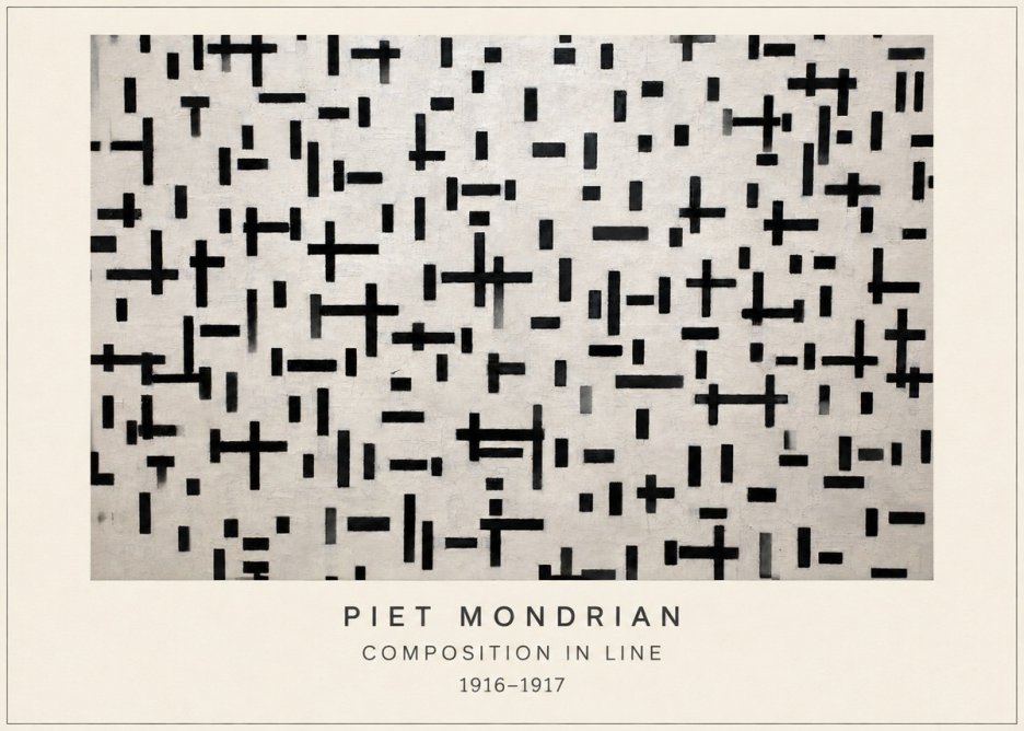 Piet Mondrian Composition in Line No4 - Plakat
