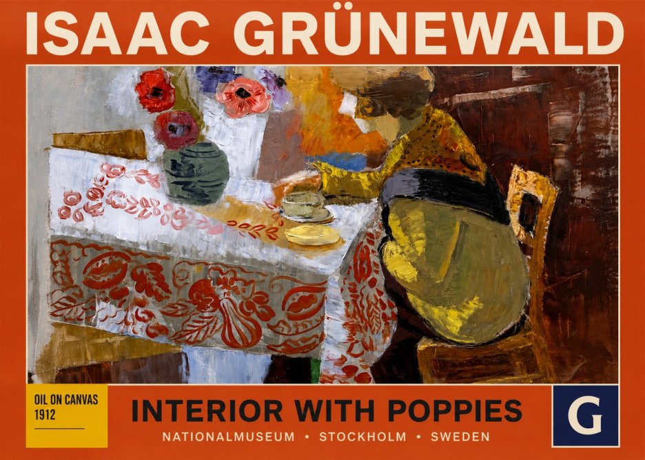 Isaac Grünewald Interior with Poppies No3 - Plakat