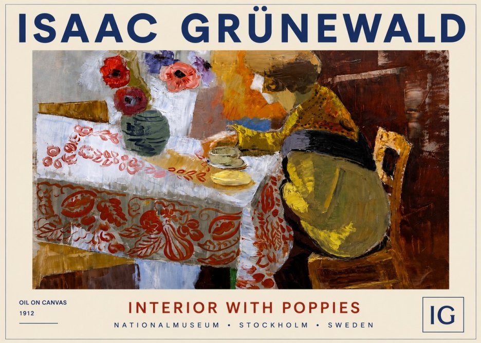 Isaac Grünewald Interior with Poppies No4 - Plakat