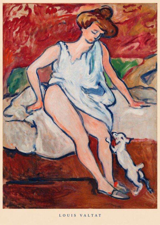 Louis Valtat Woman with a Dog No5 - Plakat
