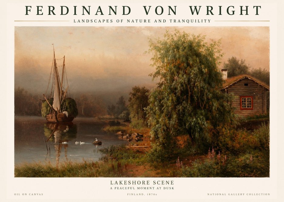 Ferdinand von Wright Lakeshore Scene No1 - Plakat